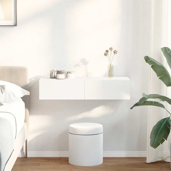 vidaXL seinariiul sahtlitega, valge, 80 x 33 x 17 cm, tehispuit