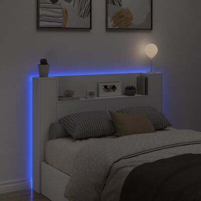 vidaXL voodipeatsi kapp LED-tuledega, valge, 140 x 16,5 x 103,5 cm