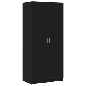 vidaXL Garderoobikapp riiuliga Must tamm 80 x 50,5 x 180 cm Tehispuit