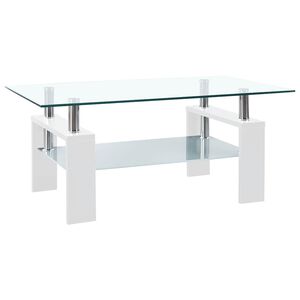 vidaXL kohvilaud valge ja l&auml;bipaistev 95 x 55 x 40 cm karastatud klaas