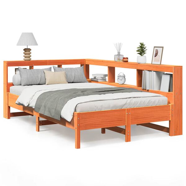 vidaXL riiuliga voodi ilma madratsita, vahapruun, 120x190cm, m&auml;nnipuit