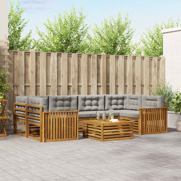 vidaXL V&auml;li diivanikomplekt padjaga 7 pcs Looduslik ja Hele Hall