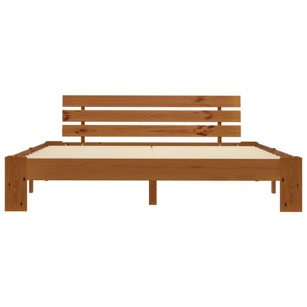 vidaXL voodiraam peatsiga, meepruun, 160 x 200 cm, männipuit