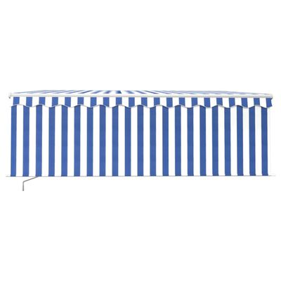 vidaXL käsitsi sissetõmmatav varikatus rulooga, 4 x 3 m, sinine/valge