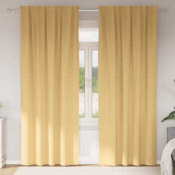 vidaXL Kardinad r&otilde;ngastega 2 pcs Beež 245 x 140 cm Pol&uuml;ester