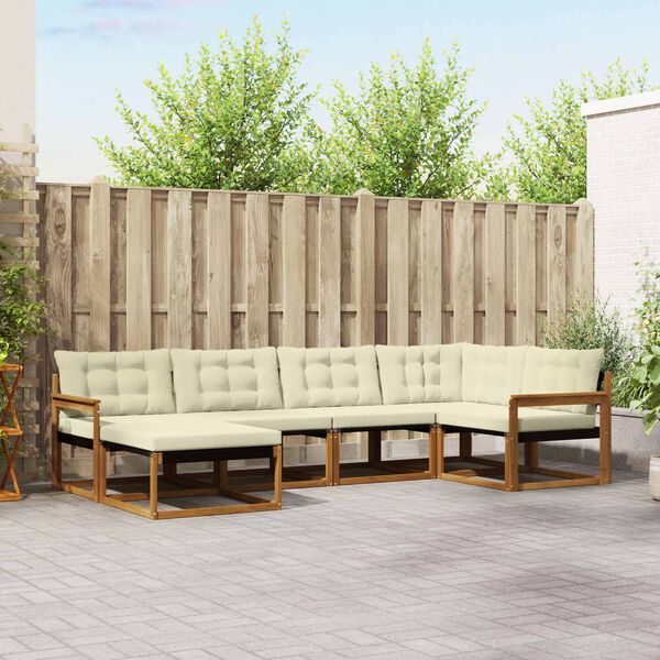 vidaXL V&auml;li diivanikomplekt 6 pcs Looduslik ja kreem Tugev akatsiapuu