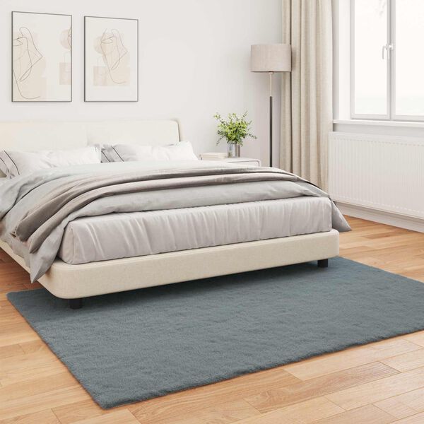 vidaXL Kunstlik K&uuml;&uuml;liku Karv Mat Olite Antratsiit 120 x 170 cm