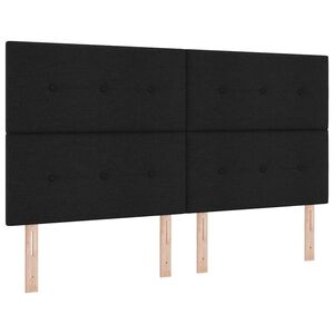 vidaXL LED Box Spring Voodi madratsiga peaga Must 180 x 200 cm kangas