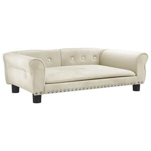 vidaXL koeravoodi, kreemjas, 95 x 55 x 30 cm, samet