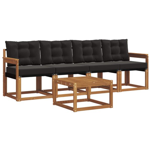 vidaXL V&auml;li diivanikomplekt padjaga 5 pcs Looduslik ja must