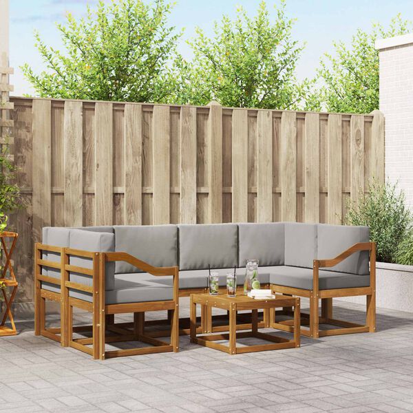 vidaXL V&auml;li diivanikomplekt padjaga 7 pcs Looduslik ja Hele Hall