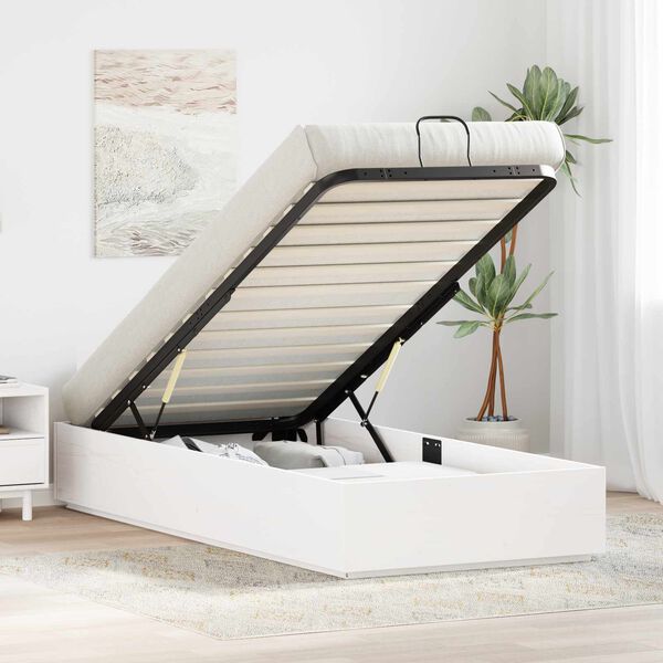 vidaXL Ottomani voodiraam ladustamisega Valge 80 x 200 cm Tahke m&auml;nd