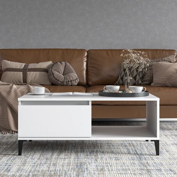 vidaXL kohvilaud, valge, 90x50x36,5 cm, tehispuit