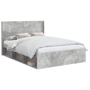 vidaXL Voode raami koos hoiuruumi ja peatoega Betoonhall 150 x 200 cm