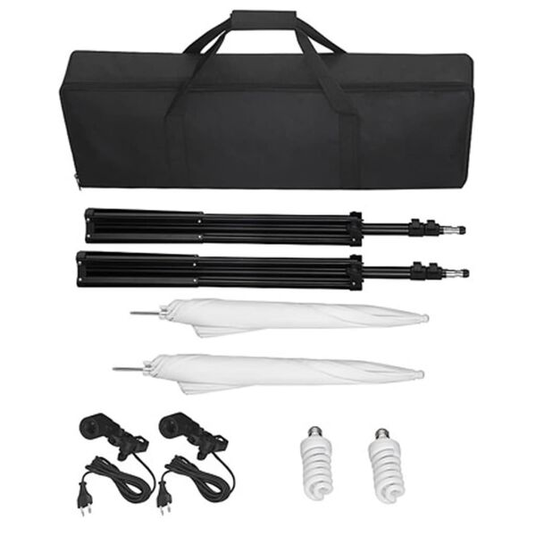 vidaXL stuudiokomplekt valge taustaga 600 x 300 cm ja valgustitega