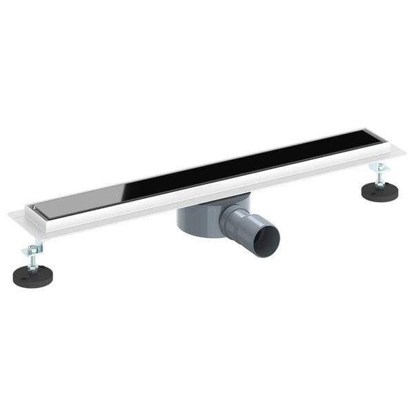 vidaXL Du&scaron;ivoolik klaaskattega ja 360&deg; sifooniga Must 60 cm