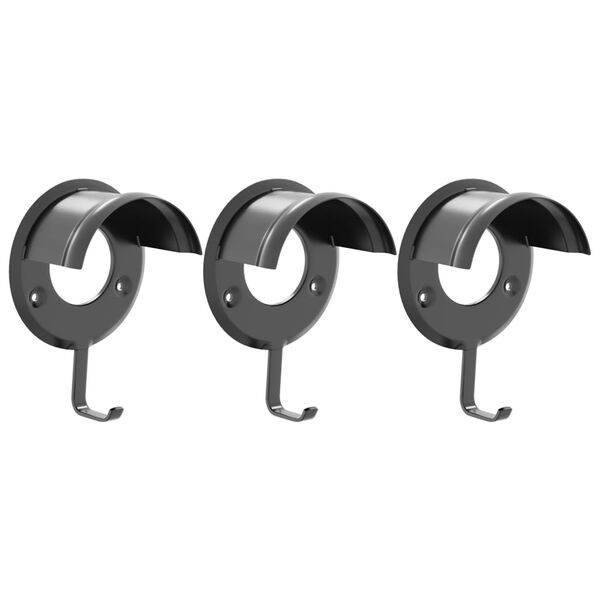 vidaXL seinale kinnitatavad valjaste hoidjad 3 tk, must, raud