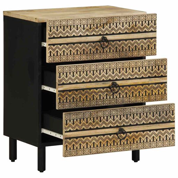 vidaXL Voodikapp Must 50x33x62 cm Massiivne töötlemata puit Mango