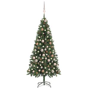 vidaXL h&auml;rmas valgustusega kunstkuusk kuulide ja k&auml;bidega 180 cm