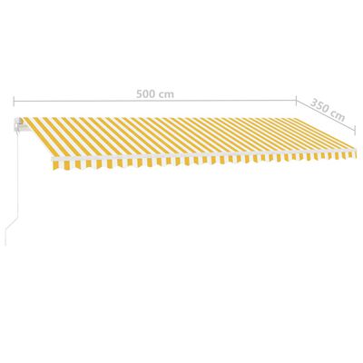 vidaXL iseseisev käsitsitõmmatav varikatus, 500x350 cm, kollane/valge
