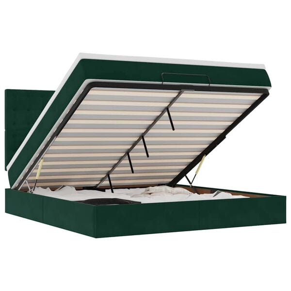 vidaXL Ottomani voodiraam madratsitega, tumeroheline, 180x200cm, samet