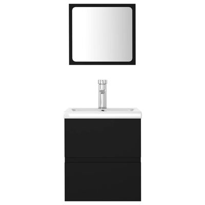 vidaXL vannitoamööblikomplekt, must, puitlaastplaat