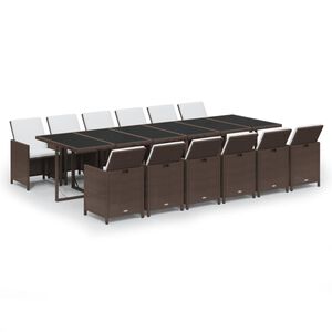 vidaXL 17-osaline aiam&ouml;&ouml;bli komplekt patjadega, pol&uuml;rotang, pruun