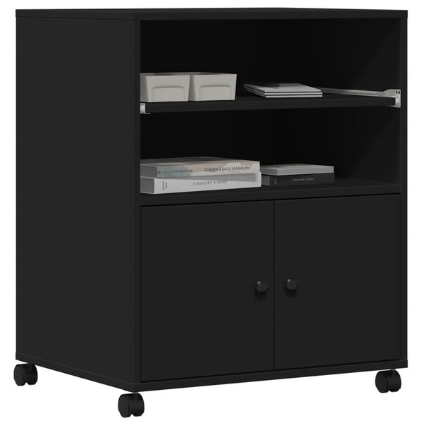 vidaXL ratastega printerialus, must, 60x48x74 cm