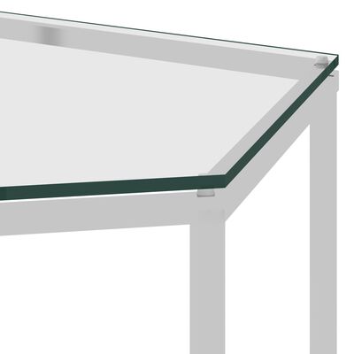 vidaXL kohvilaud, hõbedane, 60 x 53 x 50 cm, roostevaba teras ja klaas