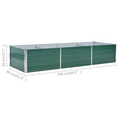 vidaXL taimelava, tsingitud teras, 240 x 80 x 45 cm, roheline
