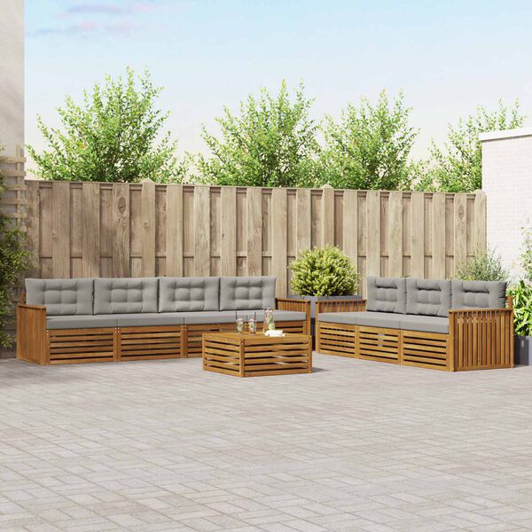 vidaXL V&auml;li diivanikomplekt padjaga 8 pcs Looduslik ja Hele Hall