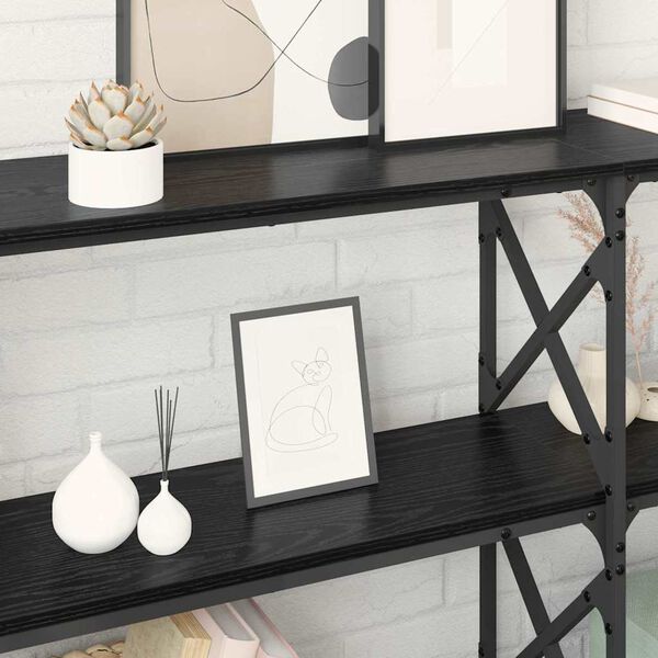 vidaXL Konsoollaud Must tamm 156 x 28 x 80,5 cm Tehispuit