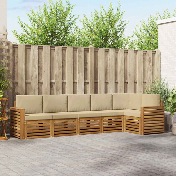 vidaXL Diivanikomplektid 6 pcs Looduslik ja beež Tugev akatsiapuu