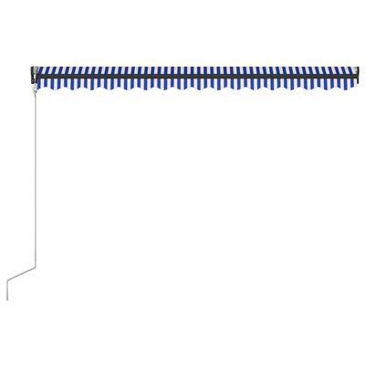 vidaXL varikatus, tuuleandur ja LED, 450 x 300 cm, sinine ja valge