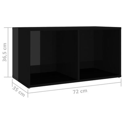 vidaXL telerikapid 2 tk, kõrgläige must, 72x35x36,5 cm puitlaastplaat