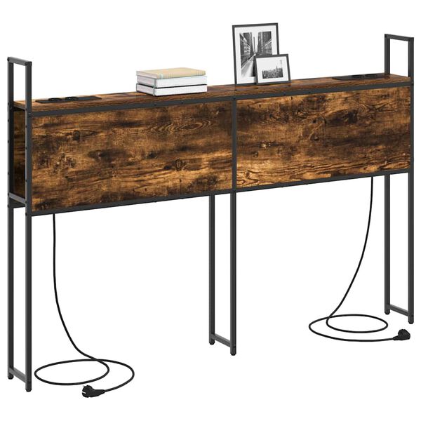 vidaXL S&auml;ilitusega peatoed laadimisjaamaga Suitsutatud tamm Tehispuit