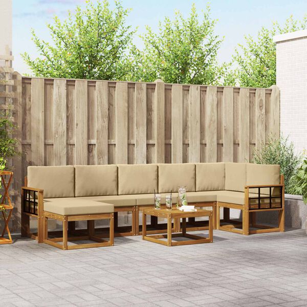 vidaXL V&auml;li diivanikomplekt padjaga 8 pcs Looduslik ja beež