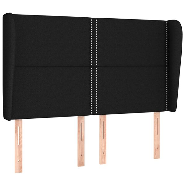 vidaXL voodipeats servadega, must, 147x23x118/128 cm, kangas