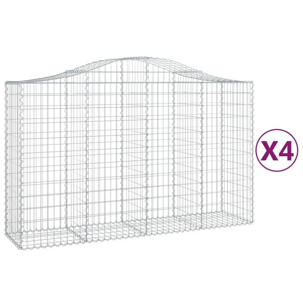 vidaXL kaarekujulised gabioonkorvid 4 tk, 200x50x120/140 cm, raud