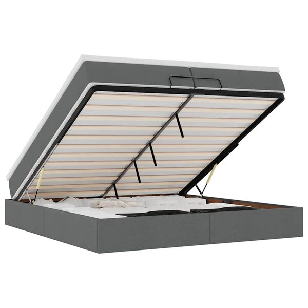 vidaXL Ottomani voodiraam madratsitega, tumehall, 200x200cm, kangas