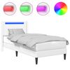 vidaXL Voodi raam LED-ribadega peaga Valge 90 x 200 cm Kunstnahk