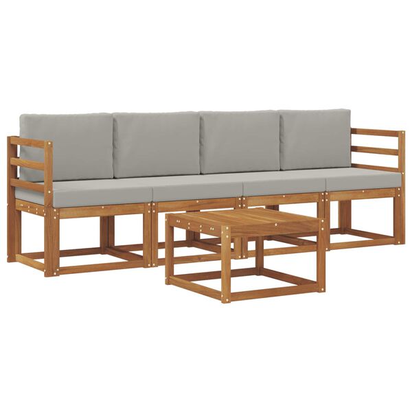 vidaXL V&auml;li diivanikomplekt padjaga 5 pcs Looduslik ja Hele Hall