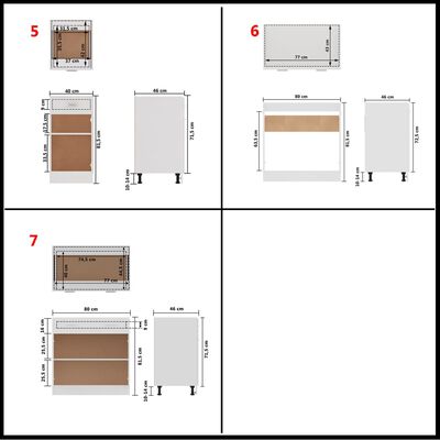 vidaXL 7-osaline köögikapi komplekt, valge, puitlaastplaat
