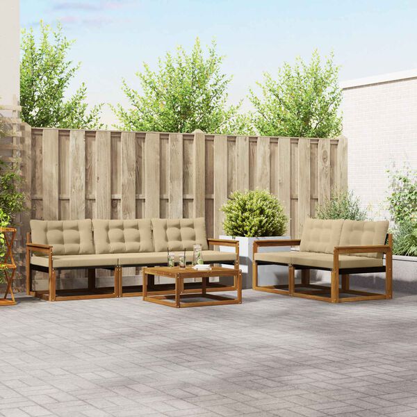 vidaXL V&auml;li diivanikomplekt padjaga 6 pcs Looduslik ja beež