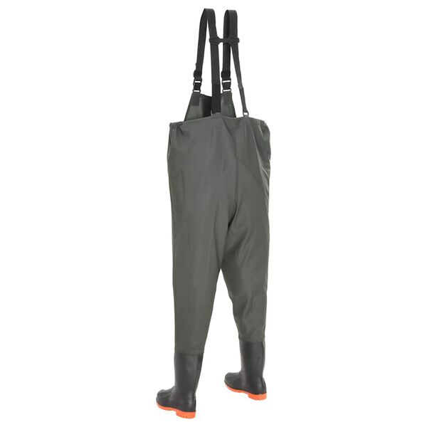 vidaXL kalamehepüksid saabastega, rohelised, suurus 43