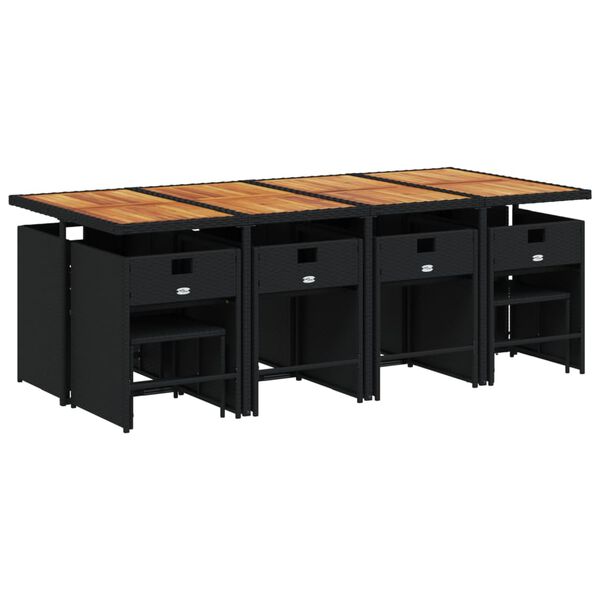 vidaXL 13-osaline aia s&ouml;&ouml;gim&ouml;&ouml;bli komplekt patjadega, must, PE-rotang