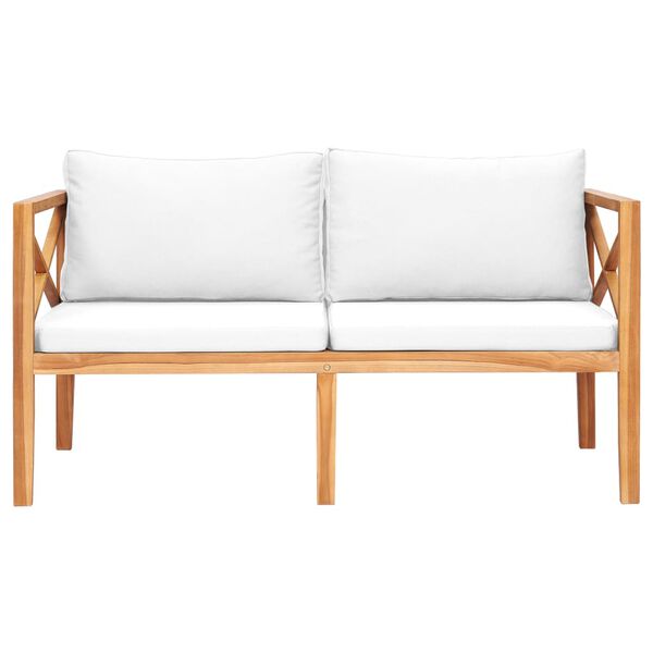 vidaXL aiapink kreemjasvalgete istmepatjadega, toekas tiikpuu