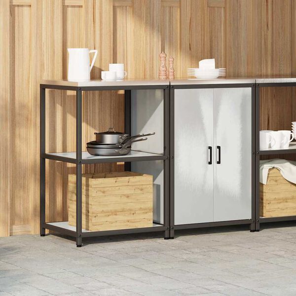 vidaXL K&ouml;&ouml;givarustus riiuliga uksega 2 pcs H&otilde;bedane Roostevaba teras