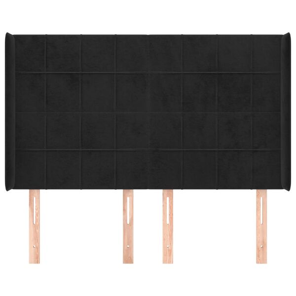 vidaXL voodipeats servadega, must, 147x16x118/128 cm, samet