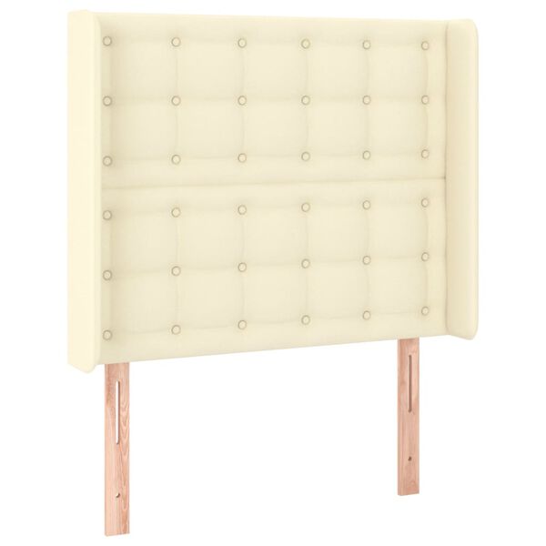 vidaXL LED-voodipeats, kreemjas, 103x16x118/128 cm, kunstnahk